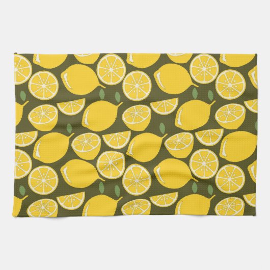 Linge De Cuisine Citron Jaune Moderne Amusant mignon (Horizontal)
