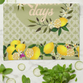 Linge De Cuisine Citron jours Motif vert (Plié)