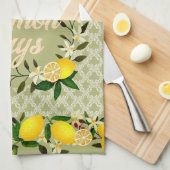 Linge De Cuisine Citron jours Motif vert (Quart Plié)