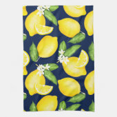 Linge De Cuisine Citron Motif bleu marine (Vertical)