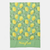 Linge De Cuisine Citron motif nom personnalisé vert (Vertical)