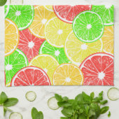 Linge De Cuisine Citron, orange, pamplemousse et tranches de citron (Plié)