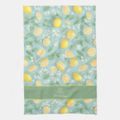 Linge De Cuisine Citrons Aquarelle Monnaie Nom Customisé Citron (Vertical)