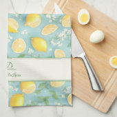 Linge De Cuisine Citrons Aquarelle Monnaie Nom personnalisé Citron (Quart Plié)