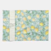 Linge De Cuisine Citrons Aquarelle Monnaie Nom personnalisé Citron (Horizontal)