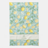 Linge De Cuisine Citrons Aquarelle Monnaie Nom personnalisé Citron (Vertical)