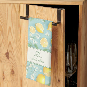 Linge De Cuisine Citrons Aquarelle Monnaie Nom personnalisé Citron