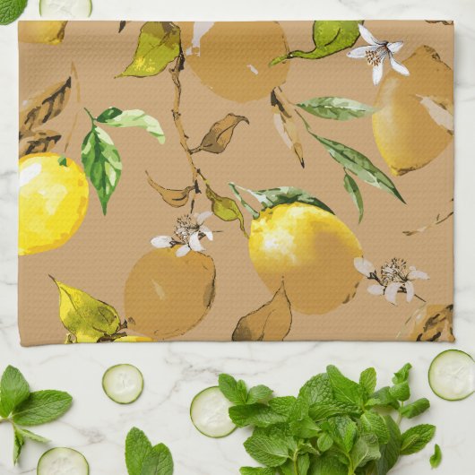 Linge De Cuisine citrons d'aquarelle 33 (Plié)