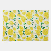 Linge De Cuisine citrons d'aquarelle - jaune et vert (Horizontal)
