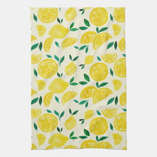 Linge De Cuisine citrons d'aquarelle - jaune et vert (Vertical)