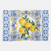 Linge De Cuisine Citrons de carreaux méditerranéens (Horizontal)