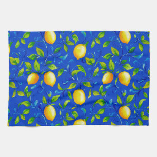 Linge De Cuisine Citrons de jardin italien ensoleillé. Ciel bleu.