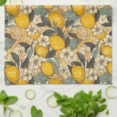 Linge De Cuisine Citrons d'été et fleurs blanches (Plié)