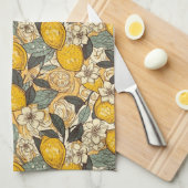 Linge De Cuisine Citrons d'été et fleurs blanches (Quart Plié)