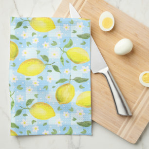 Linge De Cuisine Citrons et Marguerites Carreaux Bleus
