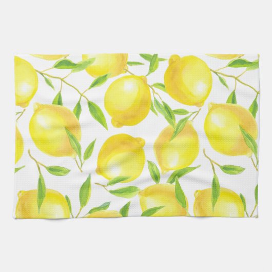 Linge De Cuisine Citrons et motif feuille (Horizontal)