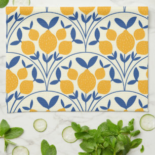 Linge De Cuisine Citrons jaunes méditerranéens sur des formes de co
