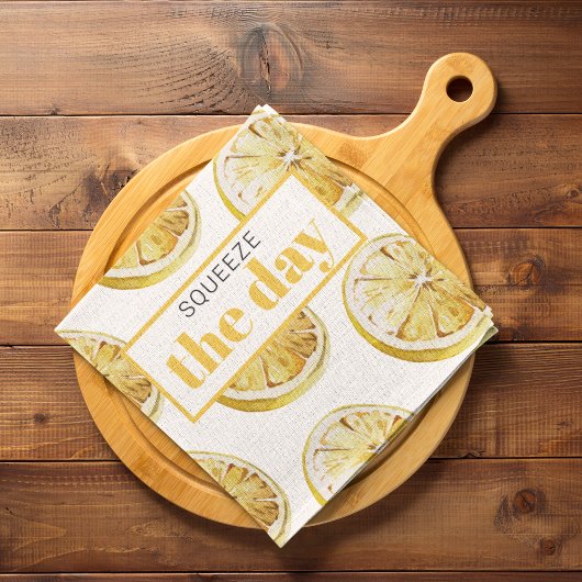 Linge De Cuisine Citrons Jaunes Modernes Motif & Squeeze La Journée