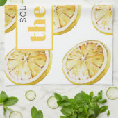 Linge De Cuisine Citrons Jaunes Modernes Motif & Squeeze La Journée (Plié)