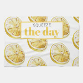 Linge De Cuisine Citrons Jaunes Modernes Motif & Squeeze La Journée (Horizontal)