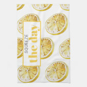 Linge De Cuisine Citrons Jaunes Modernes Motif & Squeeze La Journée (Vertical)