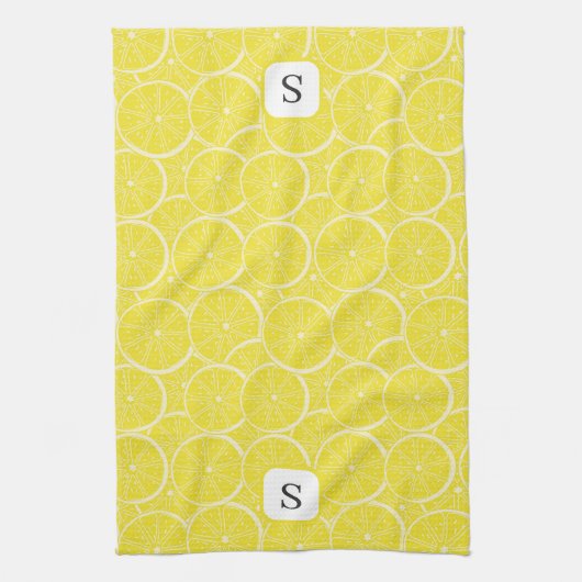 Linge De Cuisine Citrons mignonnes Fruit Monogramme initial (Vertical)