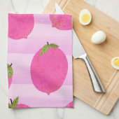 Linge De Cuisine Citrons roses Fruits d'été Aquarelle amusante (Quart Plié)