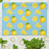 Linge De Cuisine Citrons sur fond bleu ciel (Plié)