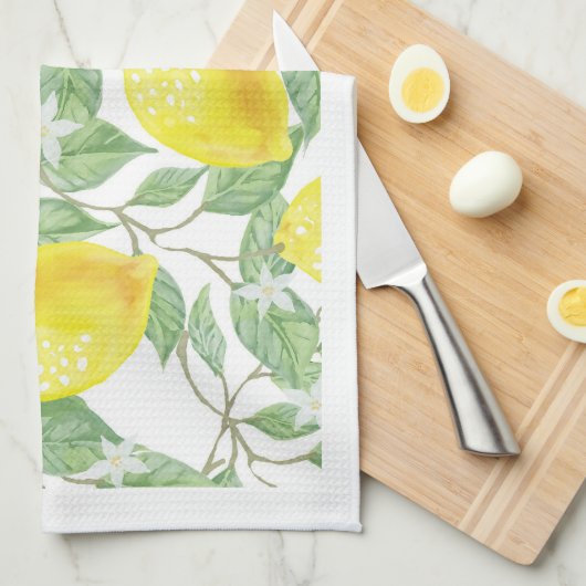 Linge De Cuisine Citrons sur Vine Design Jaune (Quart Plié)