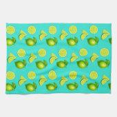 Linge De Cuisine Citrons vert avec un fond turquoise (Horizontal)