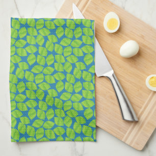 Linge De Cuisine Citrons verts fruités sur fond bleu à personnalise