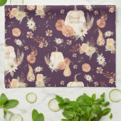 Linge De Cuisine Citrouille Automne Feuilles BOHO Floral Aquarelle (Plié)
