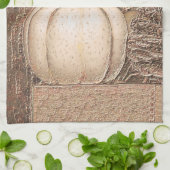 Linge De Cuisine Citrouille Blanc Or métal élégant Pays de chute (Plié)