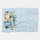 Linge De Cuisine Citrouille bleu d'aquarelle automne automne (Horizontal)