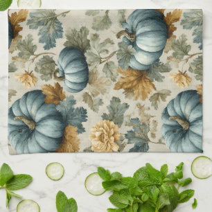 Linge De Cuisine Citrouille bleu et feuilles d'automne Motif d'auto