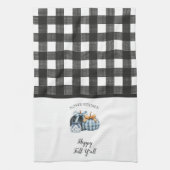 Linge De Cuisine Citrouille d'aquarelle bleu Buffalo Plaid (Vertical)