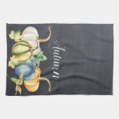 Linge De Cuisine Citrouille d'automne aquarelle Russe Chalkboard (Horizontal)