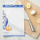 Linge De Cuisine Citrouille d'automne | Monogramme de pot de gingem (Quart Plié)