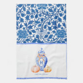 Linge De Cuisine Citrouille d'automne | Monogramme de pot de gingem (Vertical)