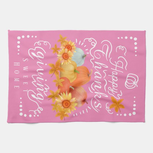 Linge De Cuisine Citrouille d'automne rose (Horizontal)