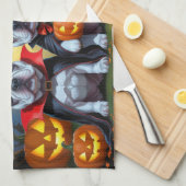 Linge De Cuisine Citrouille de Bulldogs français Halloween drôle (Quart Plié)