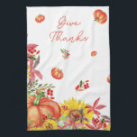 Linge De Cuisine Citrouille de l'aquarelle de l'action de grâces au<br><div class="desc">Chute Thanksgiving Aquarelle Citrouille serviette de cuisine. Des éléments correspondants sont disponibles.</div>