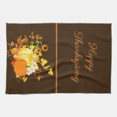 Linge De Cuisine Citrouille de Thanksgiving avec feuilles d'automne (Horizontal)