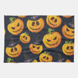 Linge De Cuisine Citrouille d'Halloween : Motif de sorcière Vintage