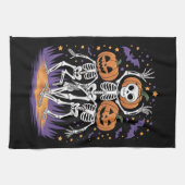 Linge De Cuisine Citrouille d'Halloween squelette dansant (Horizontal)