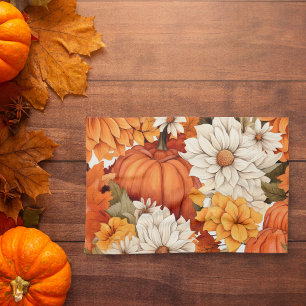 Linge De Cuisine Citrouille floral automne