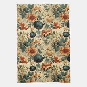 Linge De Cuisine Citrouille Florale Automne Vintage Teinte