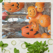 Linge De Cuisine Citrouille halloween Jack-o'-lantern orange citrou (Plié)