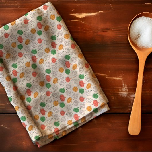 Linge De Cuisine Citrouille Halloween orange jaune vert