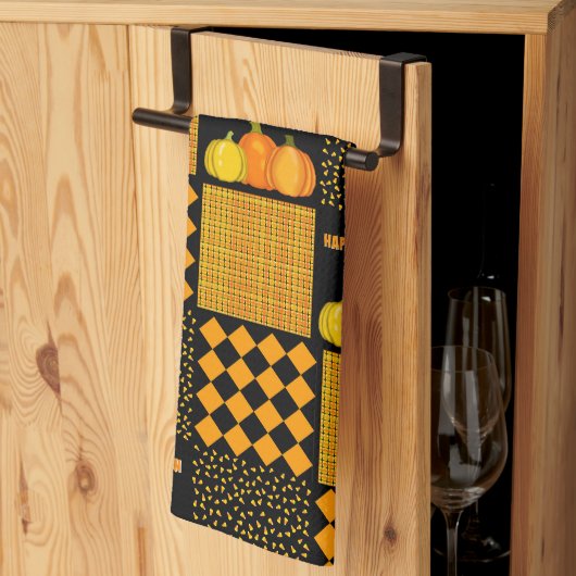 Linge De Cuisine Citrouille Halloween Patchwork Motif (Pliage en tiers)